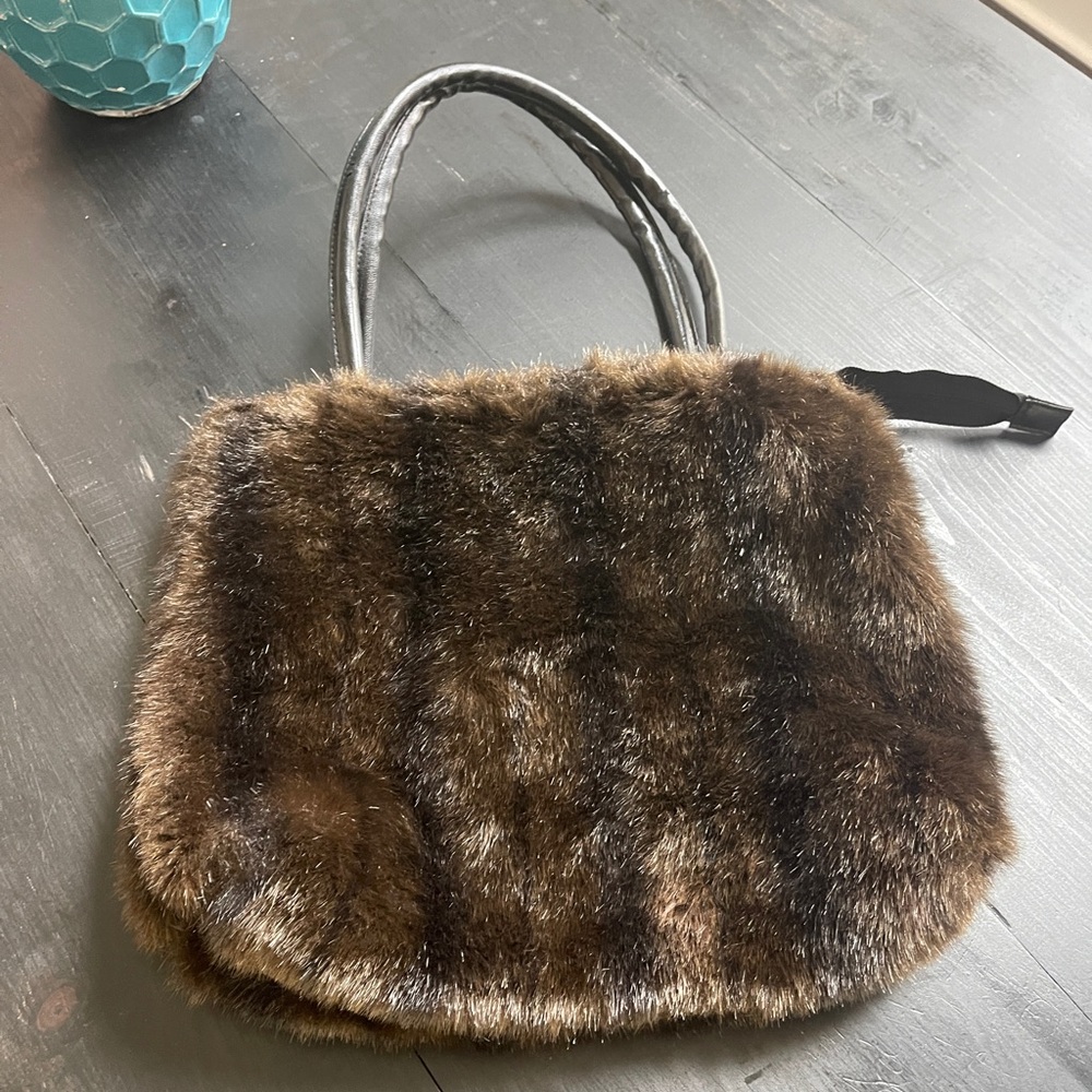 Elegant Brown Faux Fur Handbag